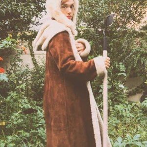 Knee Length Shearling Sheepskin Coat